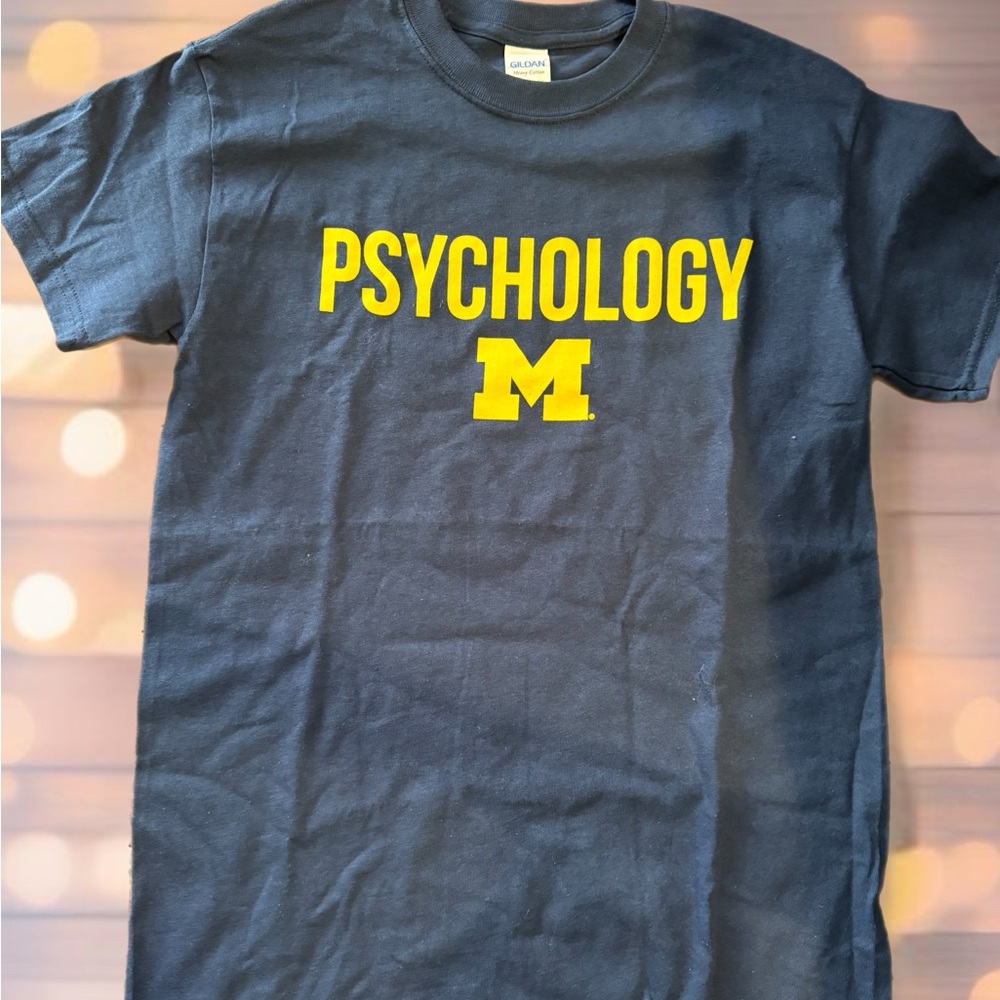 Gildan Navy Tee with Yellow Psychology Print